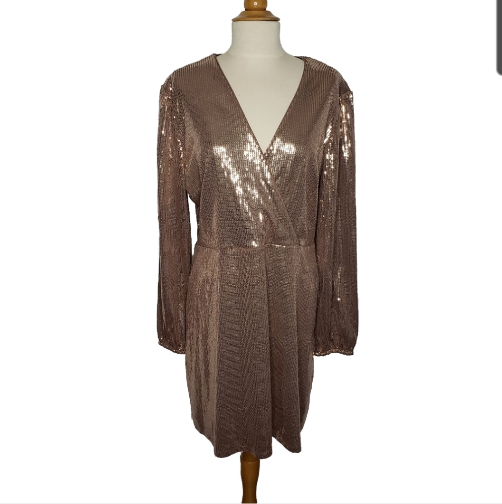 Cara Santana x Nine West Sequin Mini Dress XL Faux Wrap Front Swiftie